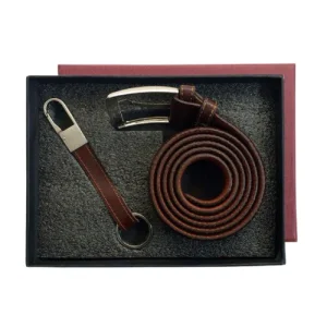 کمربند ست هدیه کمربند و جاکلیدی چرم طبیعی S31